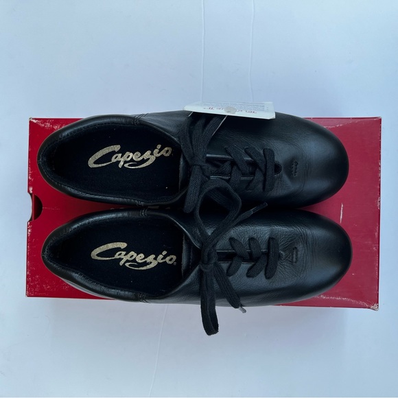 CG09 Capezio Premiere Black Leather Tap Shoes Women’s 4.5 Fit Child 2-2.5 New - Picture 11 of 14